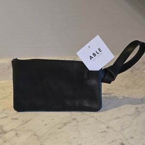ABLE Classic Black Leather Toiletry Bag